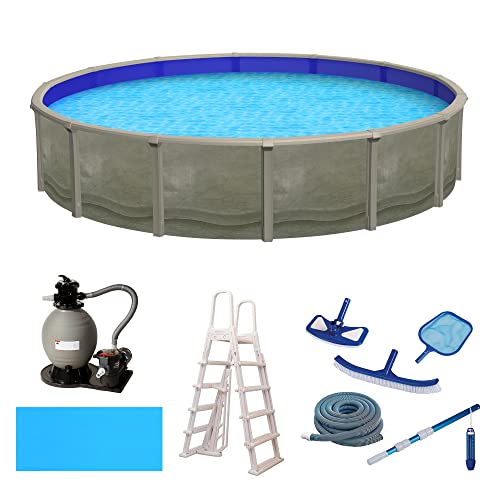 Blue Wave Trinity 24-ft Round 52-in Deep Steel Wall Above Ground Pool Package